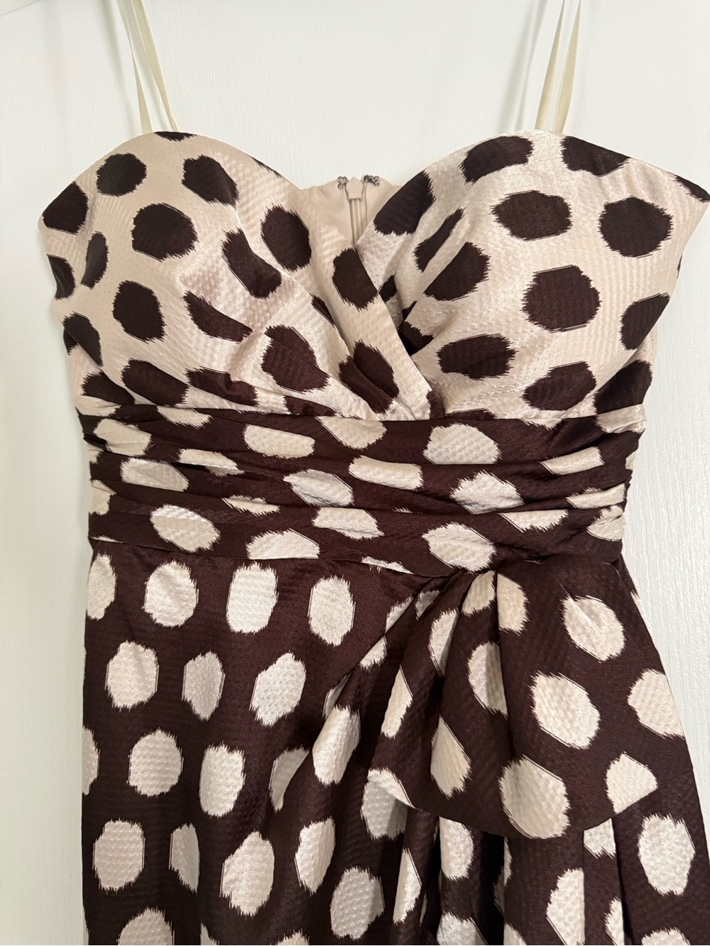 Max & Cleo Brown & Cream Strapless Polka Dot Mini Dress - Picture 4 of 10